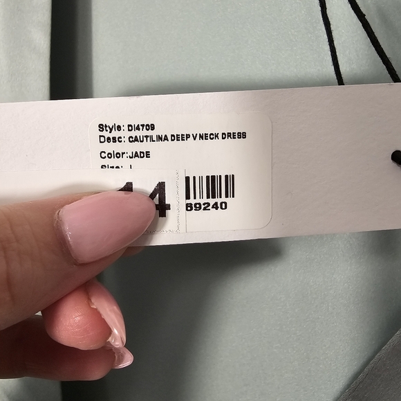 LBLC The Label Sleek Jade Green Cautilina V-Neck Dress Women's Size Large NWT - Picture 4 of 7